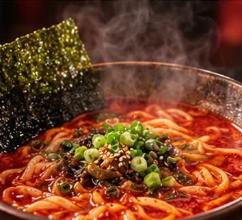 器に盛り付けたユッケジャン麺
